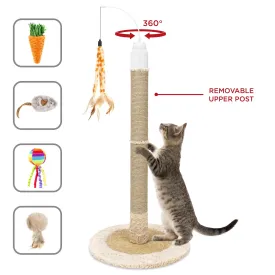 40in Electronic Rotating Cat Scratching Post Toy w/ Adjustable Height