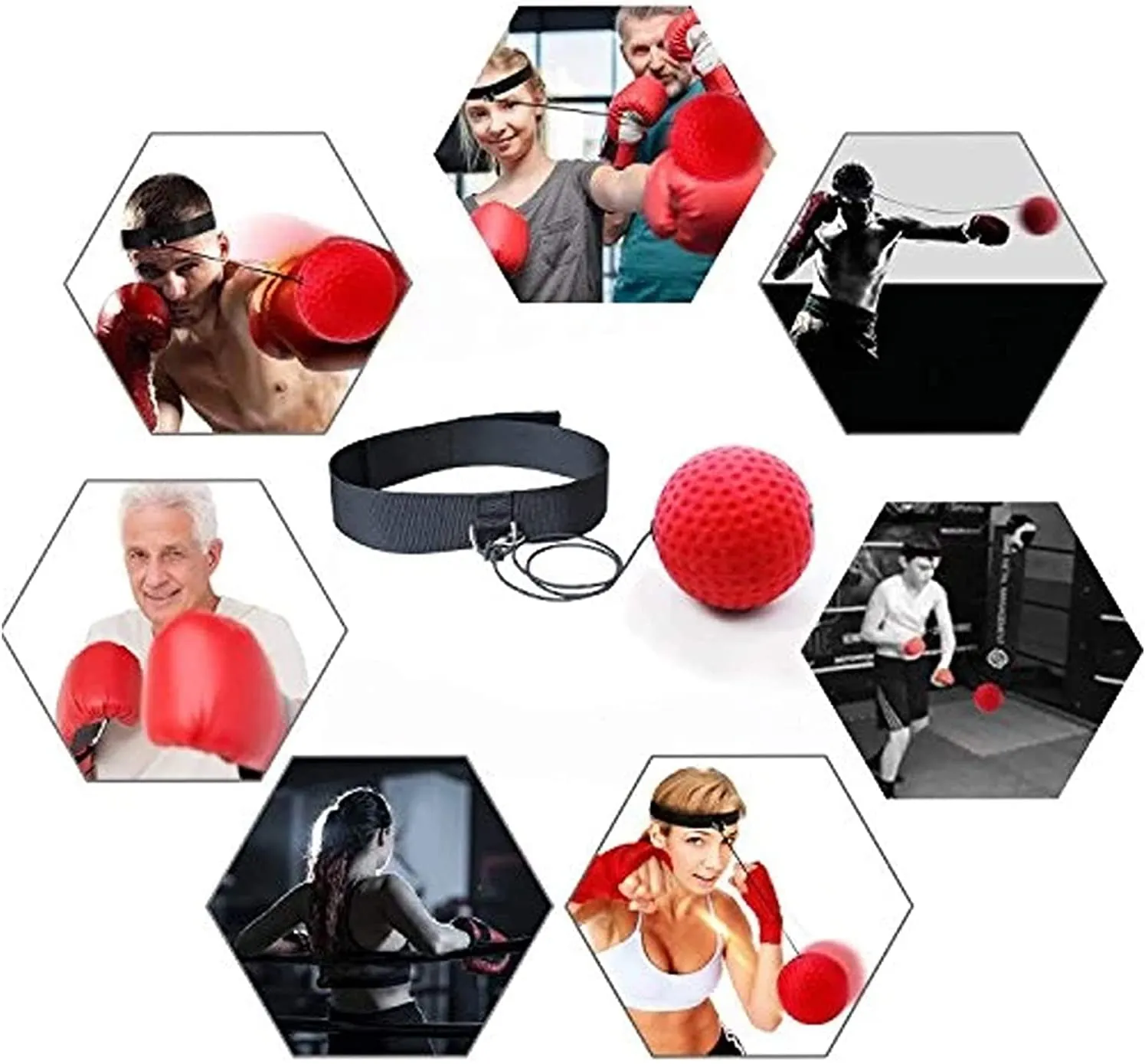 6Pcs Boxing Training Ball Reaction Ball Boxing Ball Reflex Headband Punching Ball for Agility, Reaction, Punching Speed, Fight Skill and Hand Eye Coordination Training