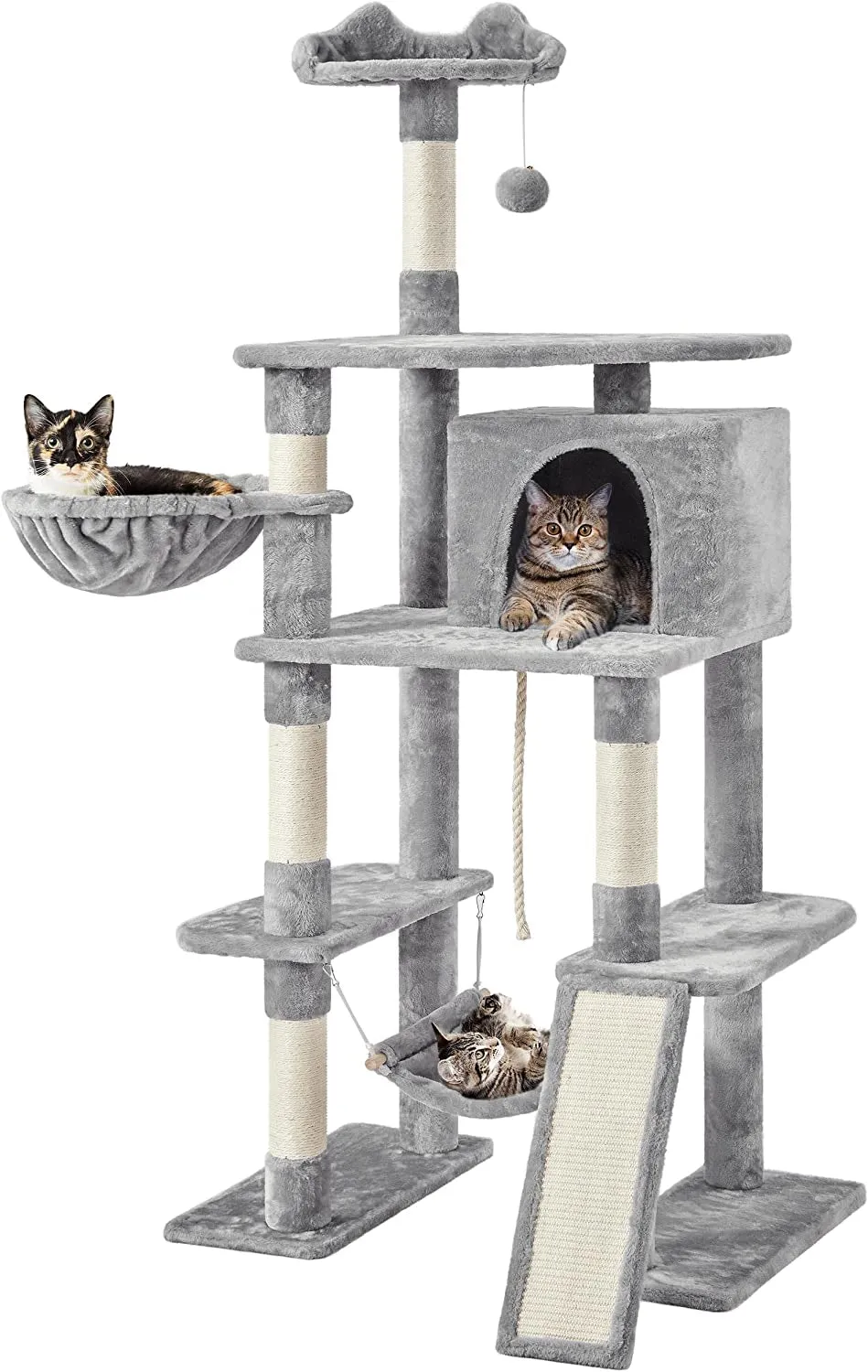 70 Inches Stable Cat Tree with Padded Platform