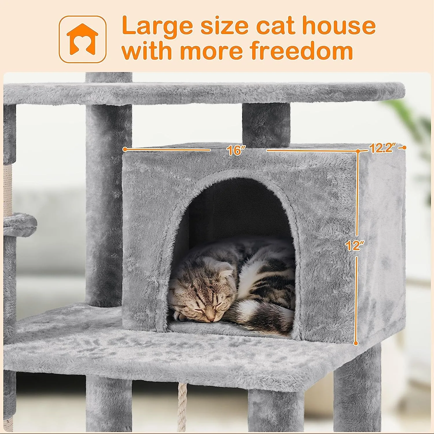 70 Inches Stable Cat Tree with Padded Platform