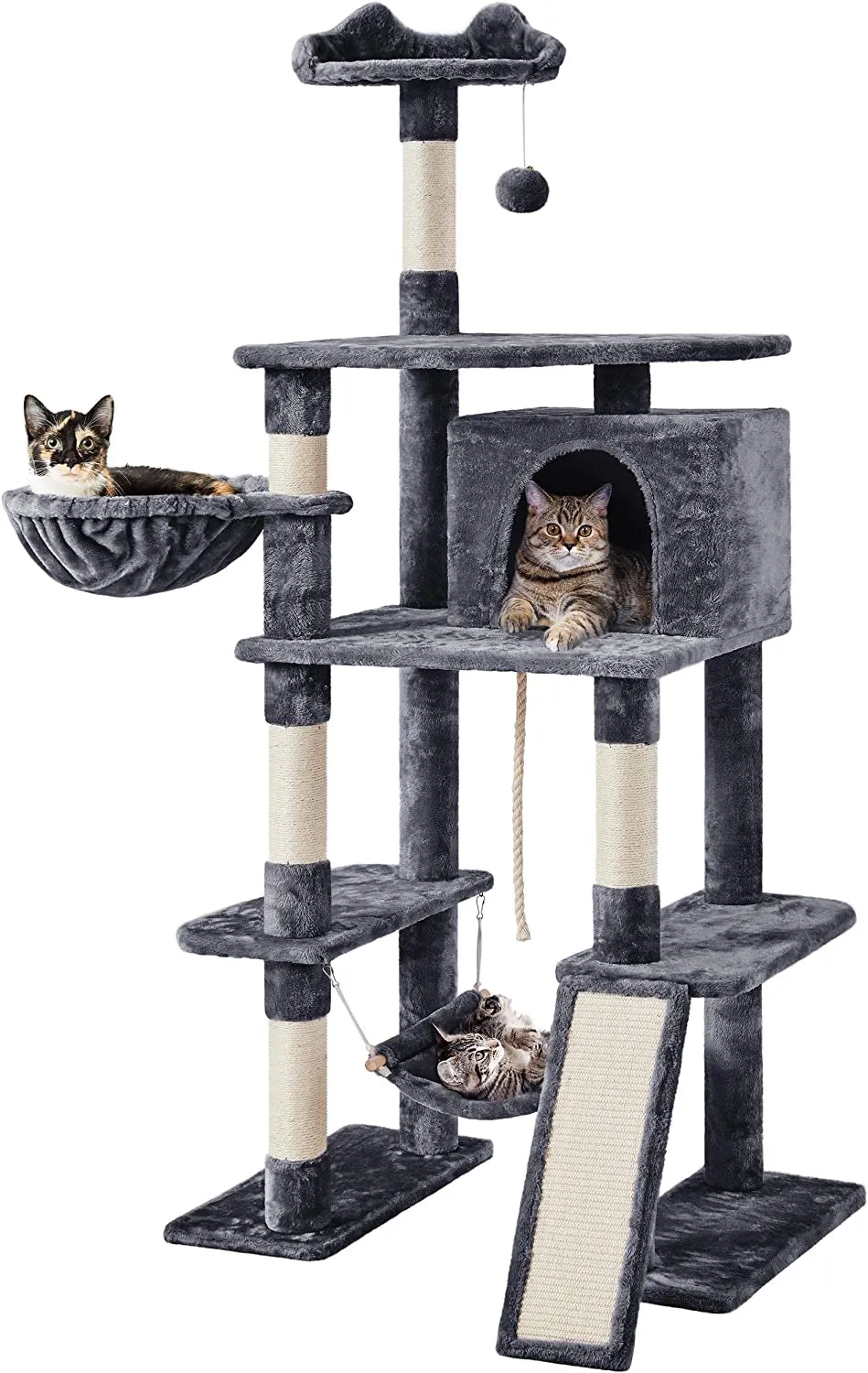 70 Inches Stable Cat Tree with Padded Platform