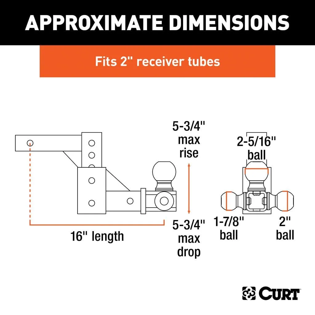 Adjustable Tri-Ball Mount (2" Shank, 1-7/8", 2" & 2-5/16" Balls)