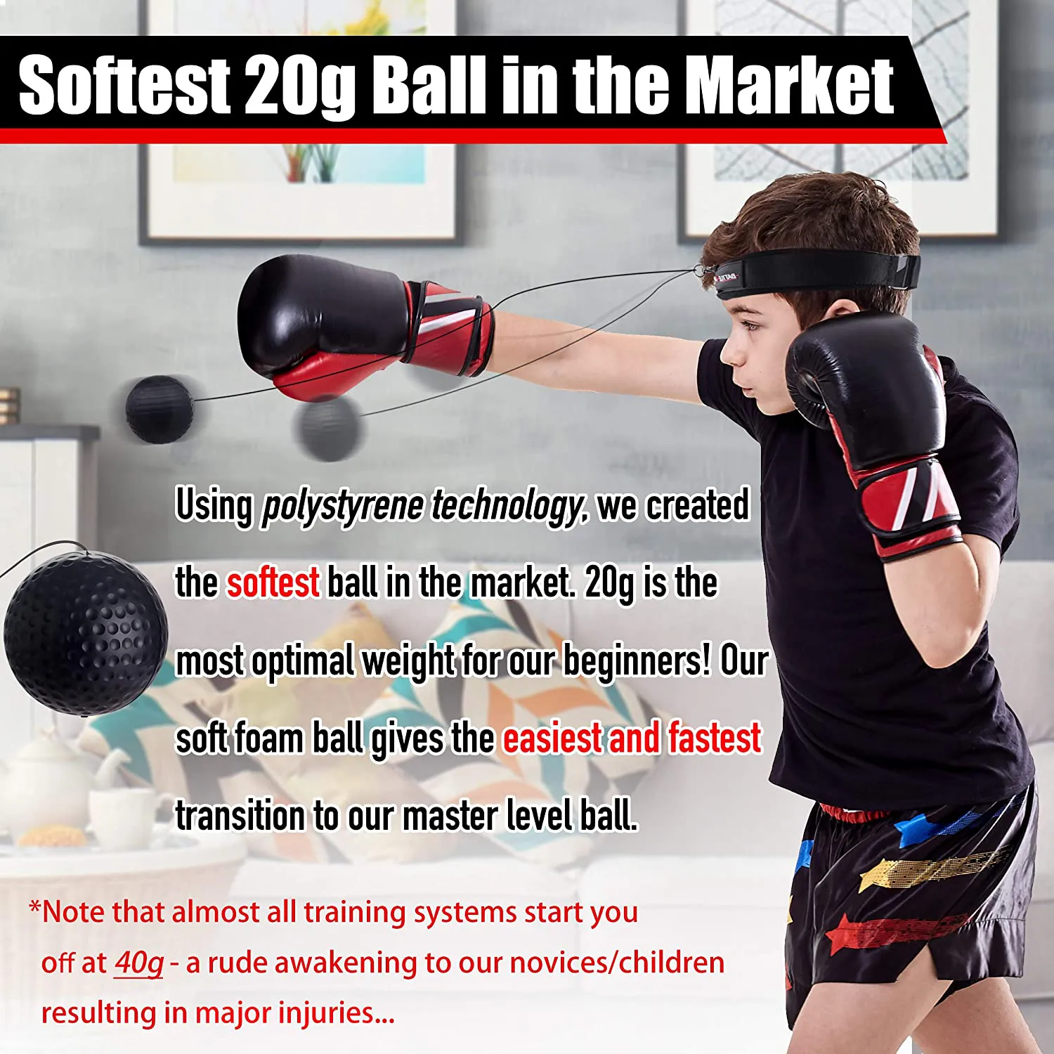 Enhanced BattlePulse Reflex Training Ball – Premium Multilayer Soft Headband with 360-Degree Buckle – Dual Difficulty Levels for Boxing & Hand-Eye Coordination Improvement.