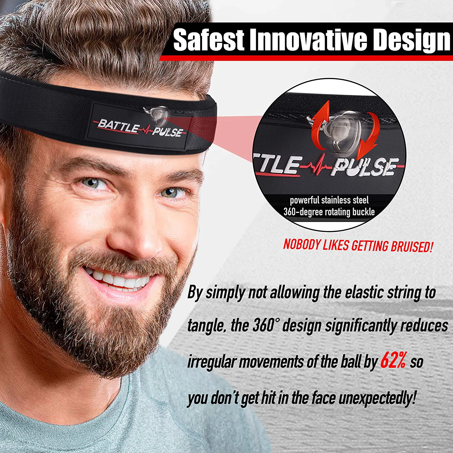 Enhanced BattlePulse Reflex Training Ball – Premium Multilayer Soft Headband with 360-Degree Buckle – Dual Difficulty Levels for Boxing & Hand-Eye Coordination Improvement.