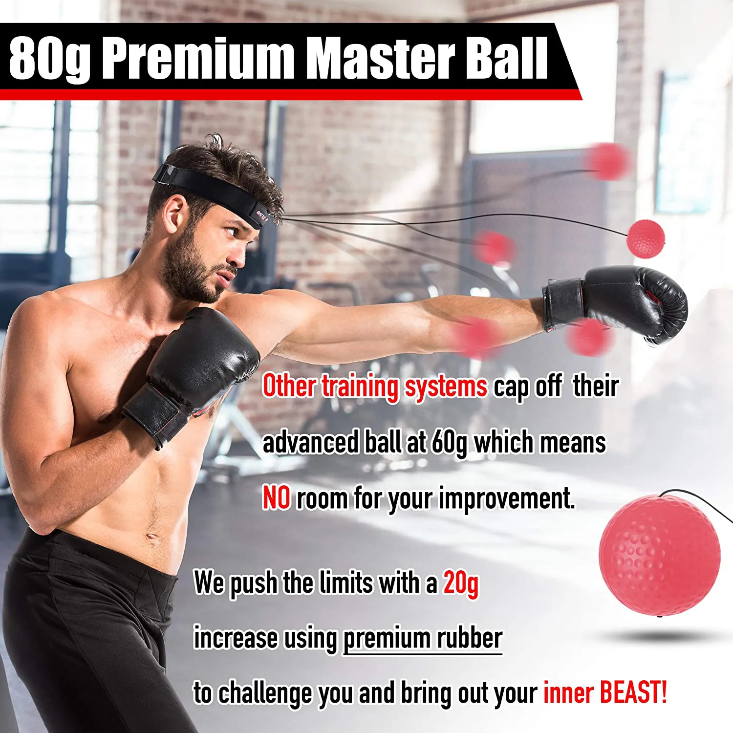 Enhanced BattlePulse Reflex Training Ball – Premium Multilayer Soft Headband with 360-Degree Buckle – Dual Difficulty Levels for Boxing & Hand-Eye Coordination Improvement.