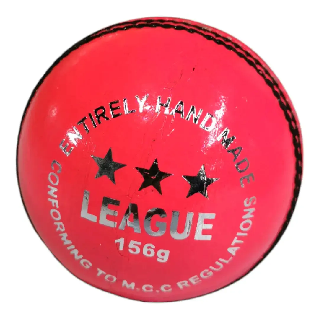 Bratla League Cricket Ball Pink Leather Hard Ball Hand Stitched Pack of 6 Senior