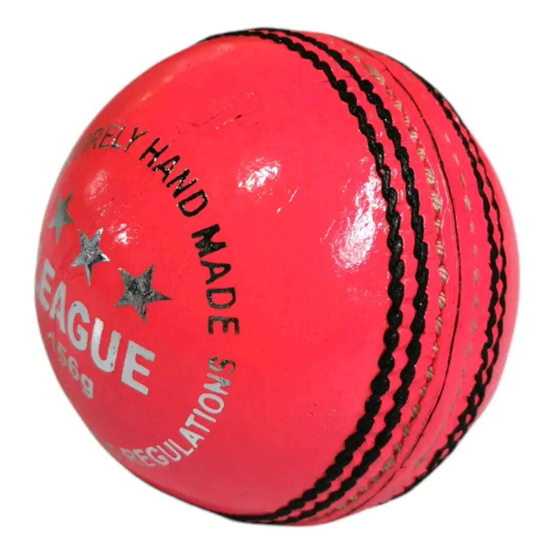 Bratla League Cricket Ball Pink Leather Hard Ball Hand Stitched Pack of 6 Senior