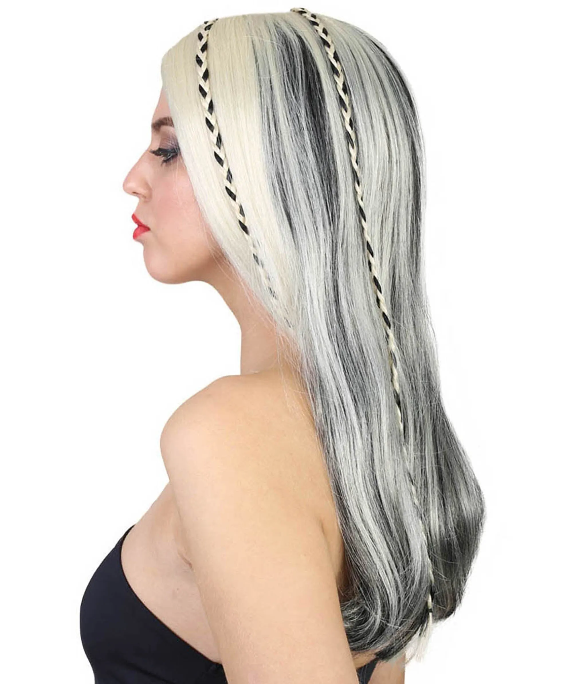 Celebrity Wig Black Braid & Highlights | Blonde Celebrity Wig | Premium Breathable Capless Cap