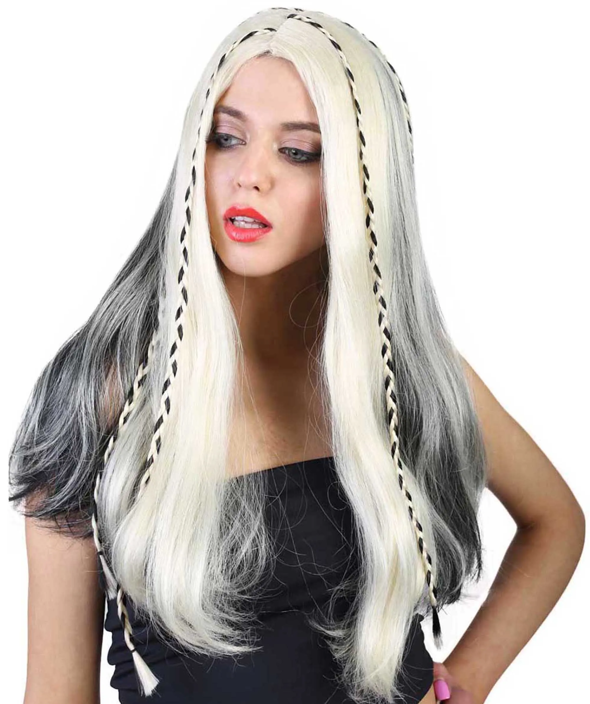 Celebrity Wig Black Braid & Highlights | Blonde Celebrity Wig | Premium Breathable Capless Cap