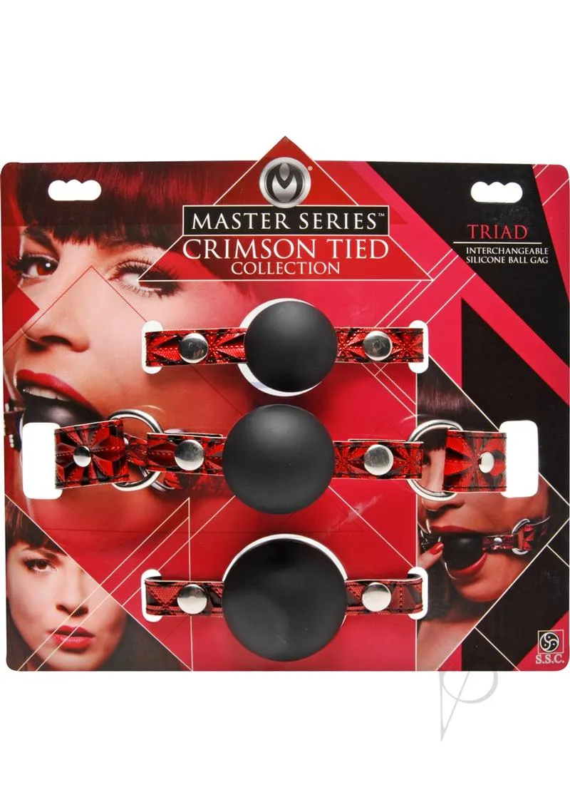 Crimson Tied Triad Interchangeable Silicone Ball Gag Red & Black