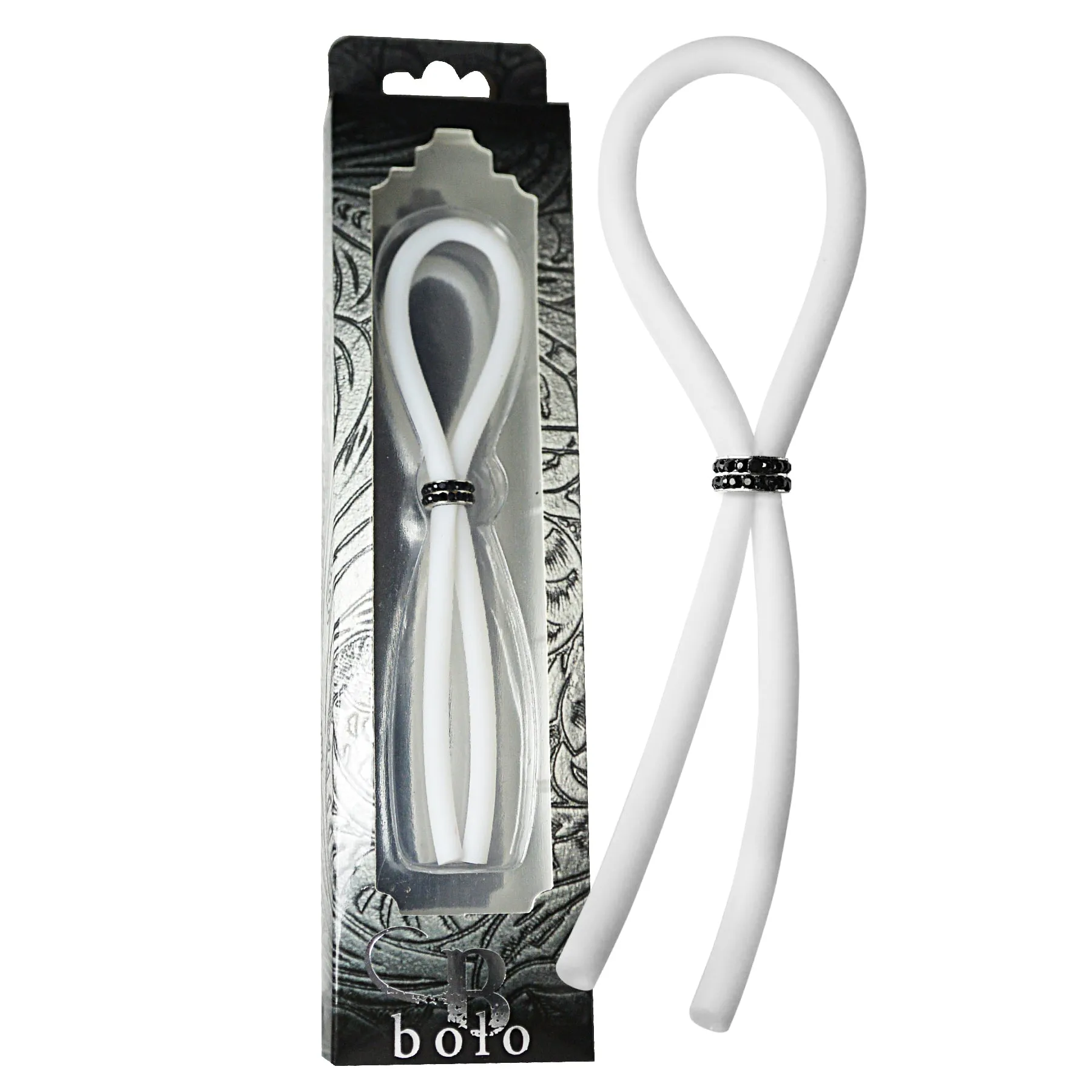 CRing Lasso Black Gems Bead Silicone White