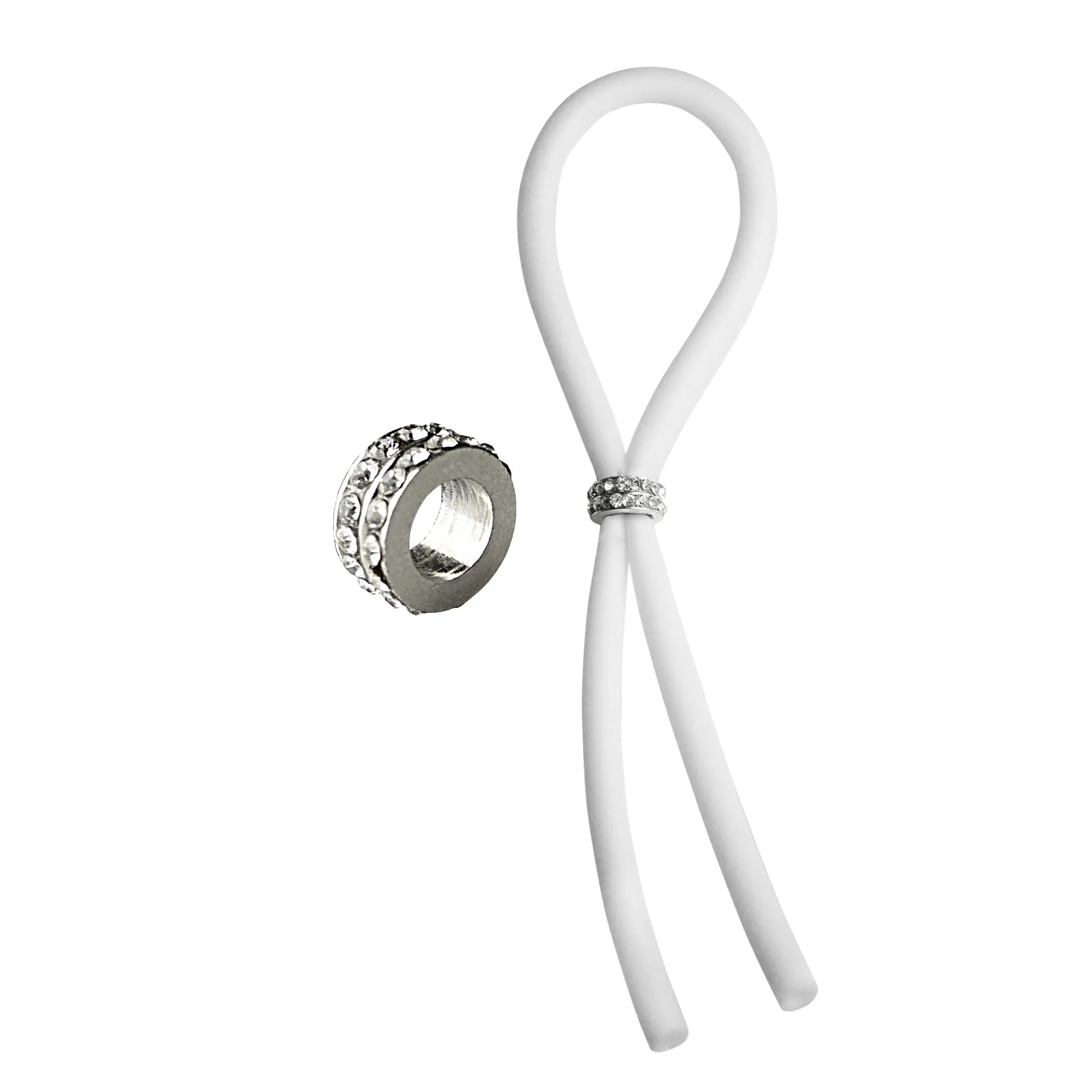 CRing Lasso Diamond Gems Bead Silicone White