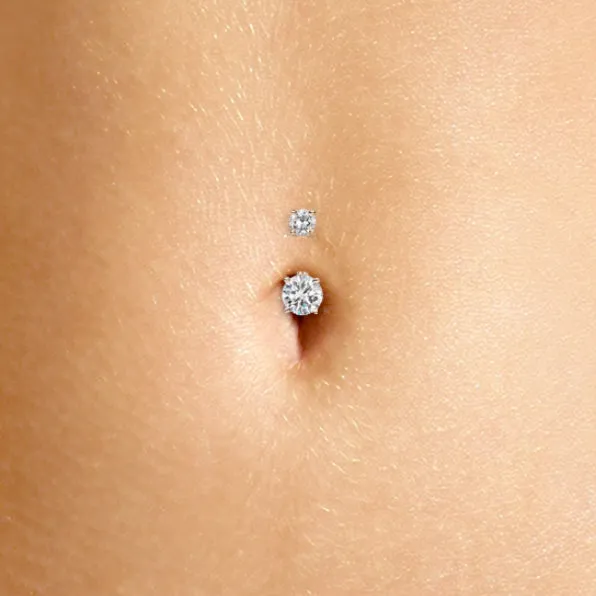 CZ Prong Solitaire Navel Ring by Maria Tash in 14K Rose Gold