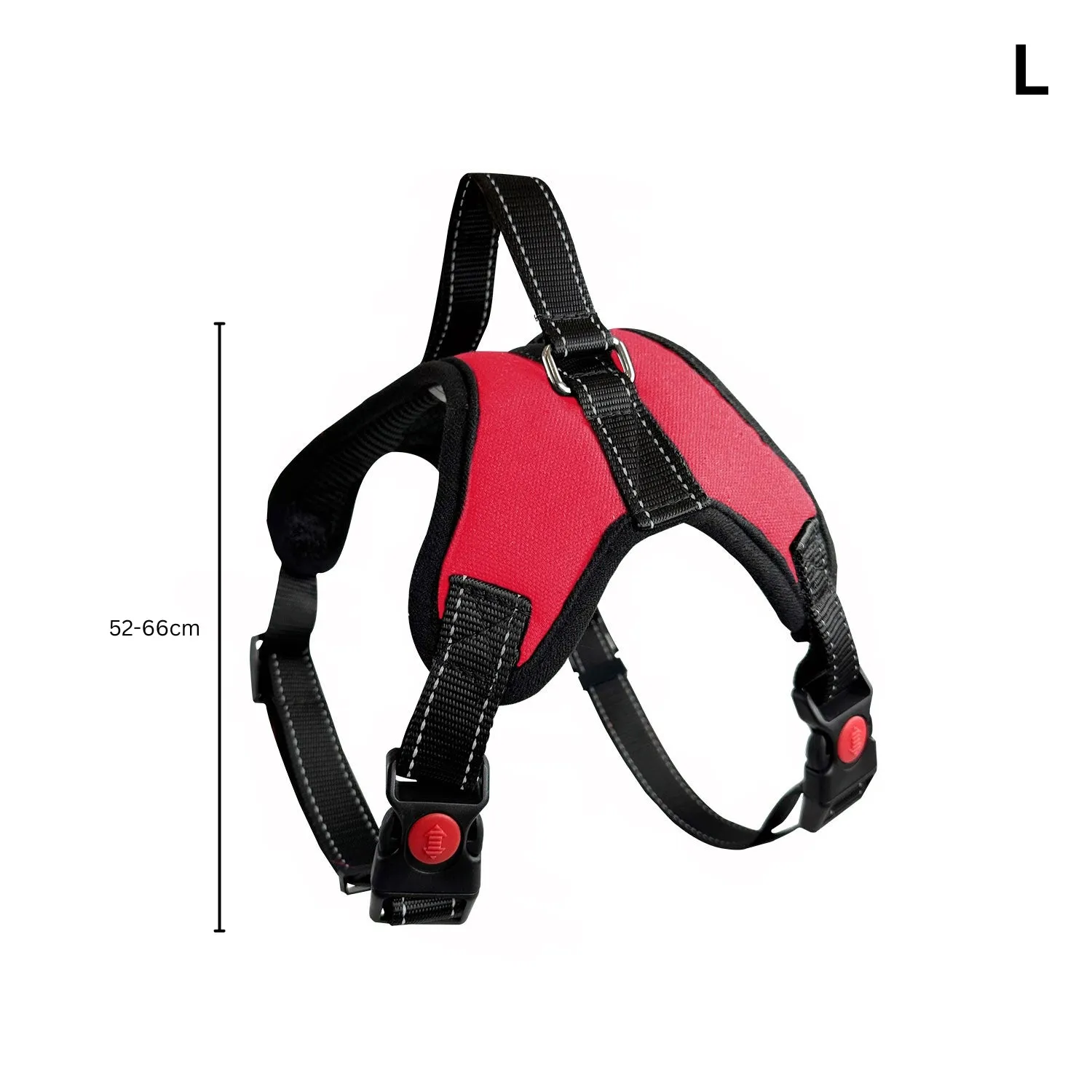 Durable Adjustable Dog Harness, Size L, Red - FLOOFI