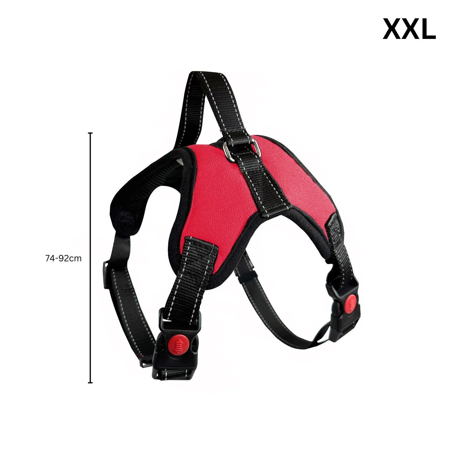 Durable Red XXL Dog Harness, Adjustable & Washable, Floofi