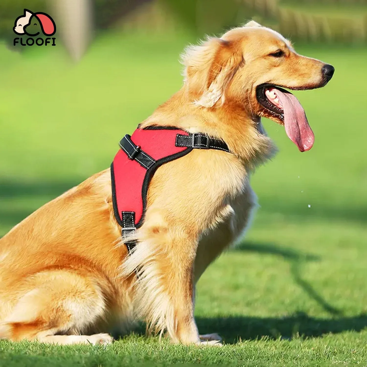 Durable Red XXL Dog Harness, Adjustable & Washable, Floofi