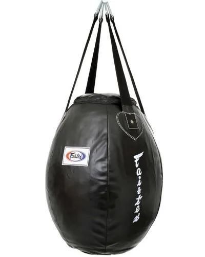 FAIRTEX HB11 MUAY THAI BOXING MMA PUNCHING WRECKING BALL UPPERCUT BAG - UNFILLED Syntek Leather 50 dia x 63 cm Black