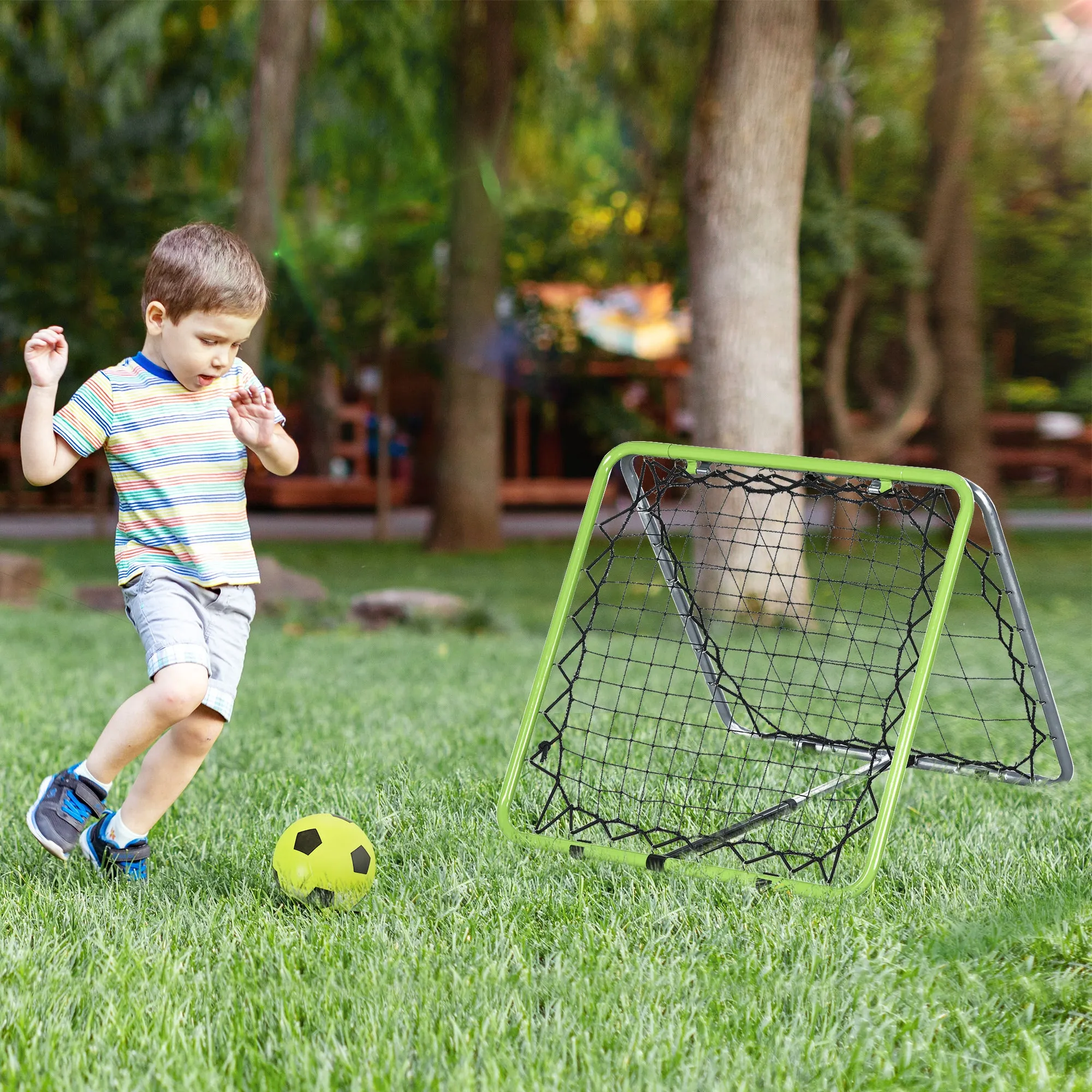 Football Training Net, Soccer Kickback Target Goal Both Side Rebounder Net, Adjustable Angle Goal Training Set for Kids and Children, Backyard