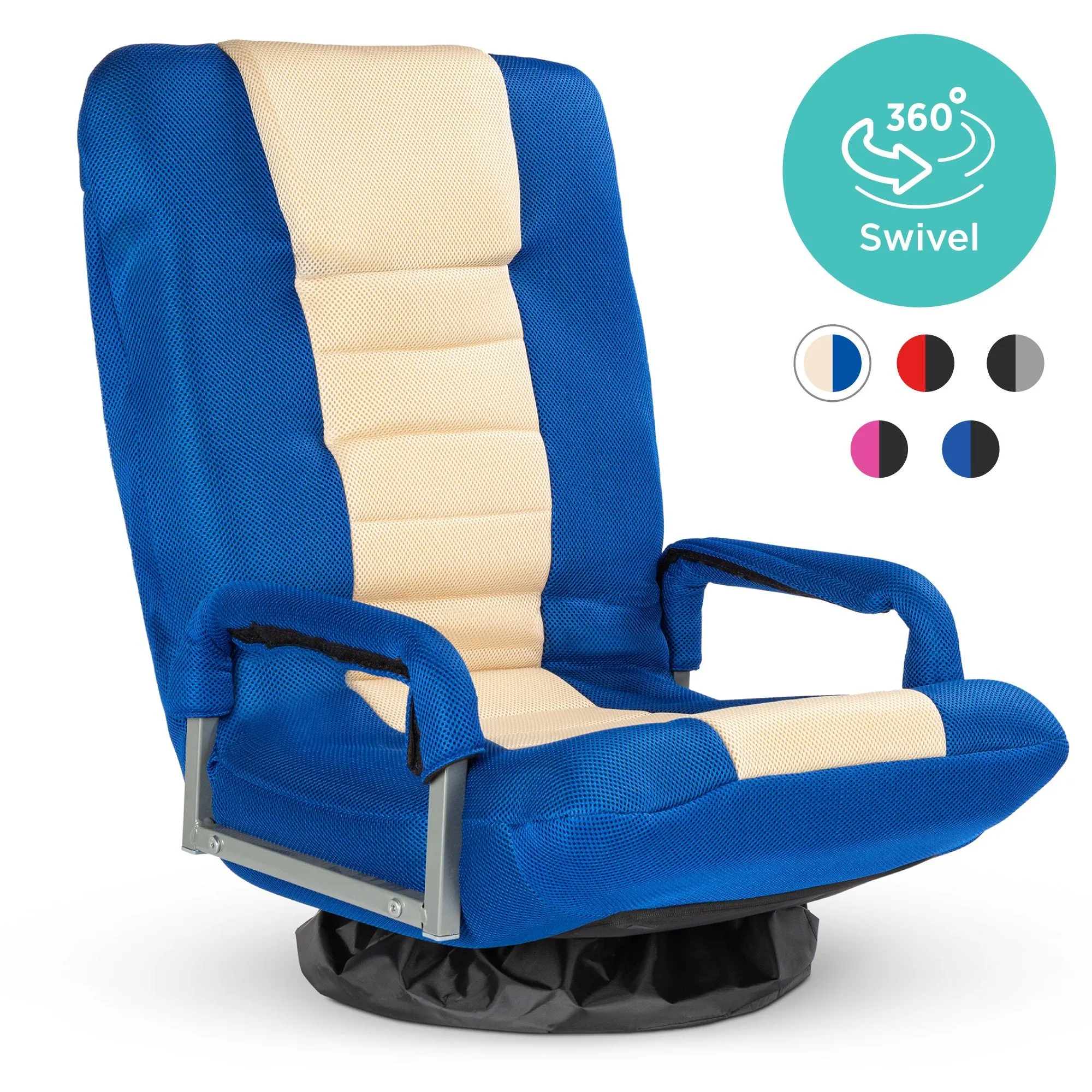 Gaming Floor Chair w/ 360-Degree Swivel, Armrest, Adjustable Backrest