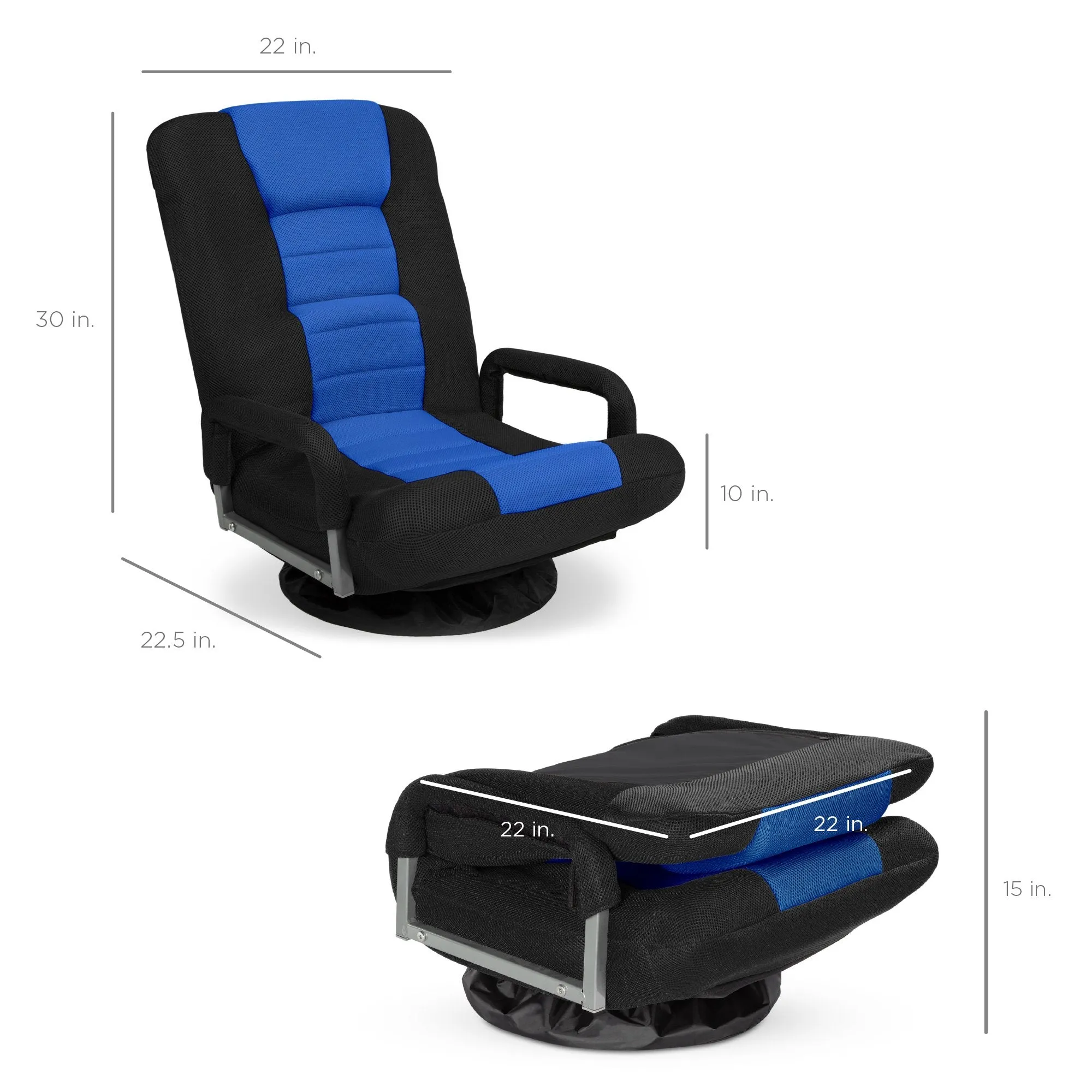 Gaming Floor Chair w/ 360-Degree Swivel, Armrest, Adjustable Backrest