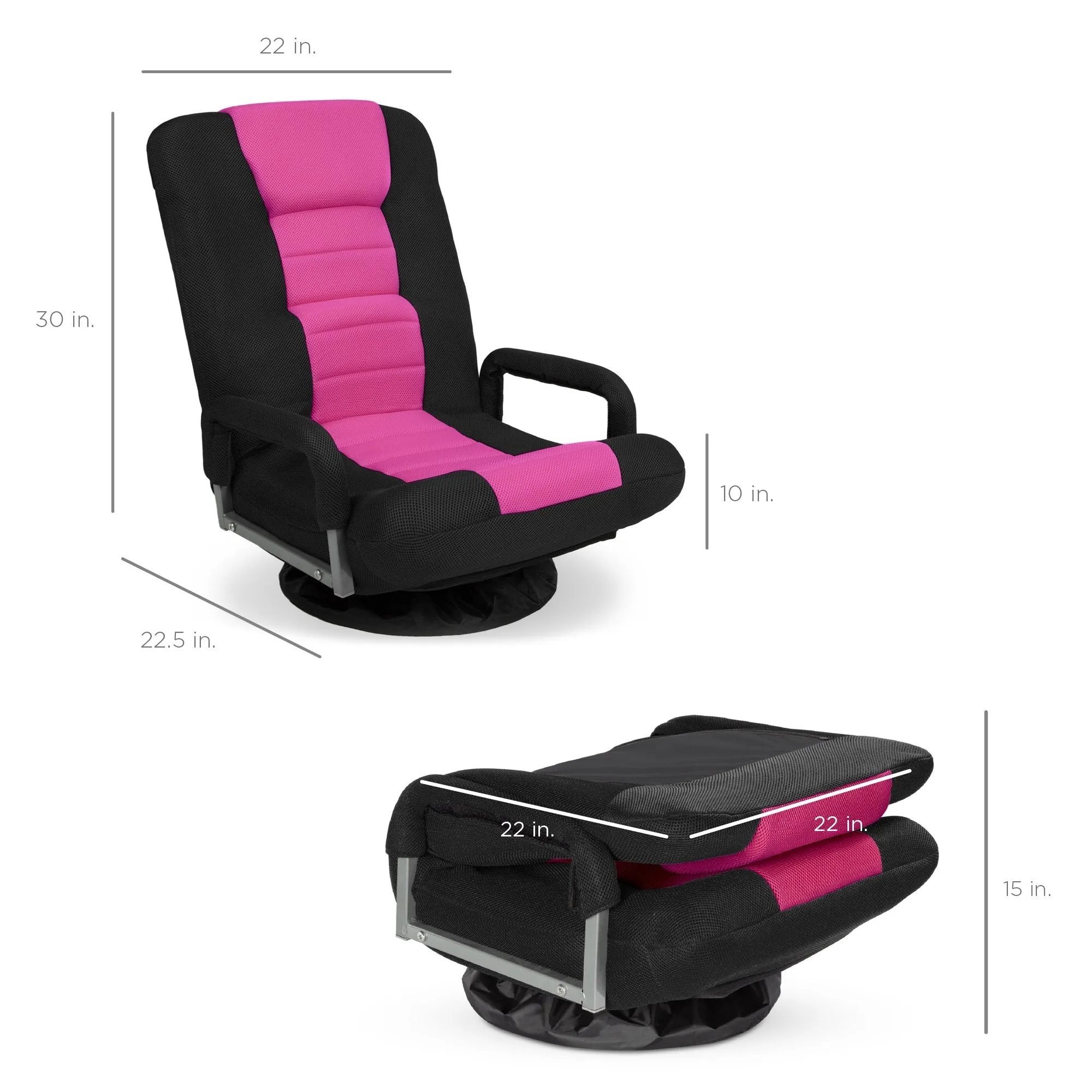 Gaming Floor Chair w/ 360-Degree Swivel, Armrest, Adjustable Backrest