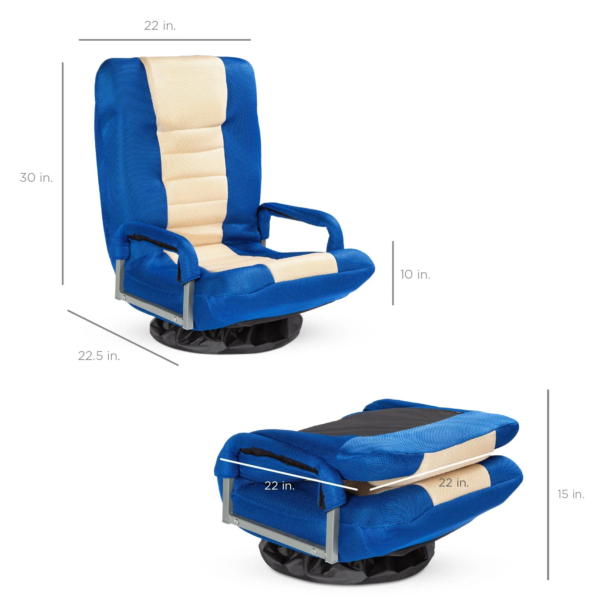 Gaming Floor Chair w/ 360-Degree Swivel, Armrest, Adjustable Backrest