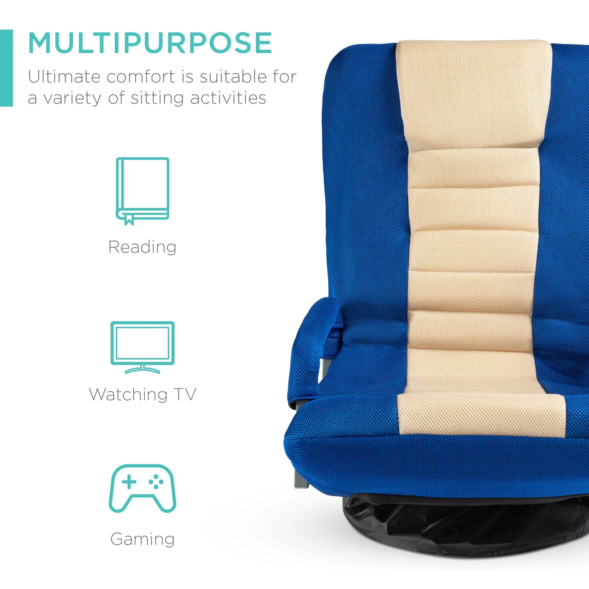 Gaming Floor Chair w/ 360-Degree Swivel, Armrest, Adjustable Backrest