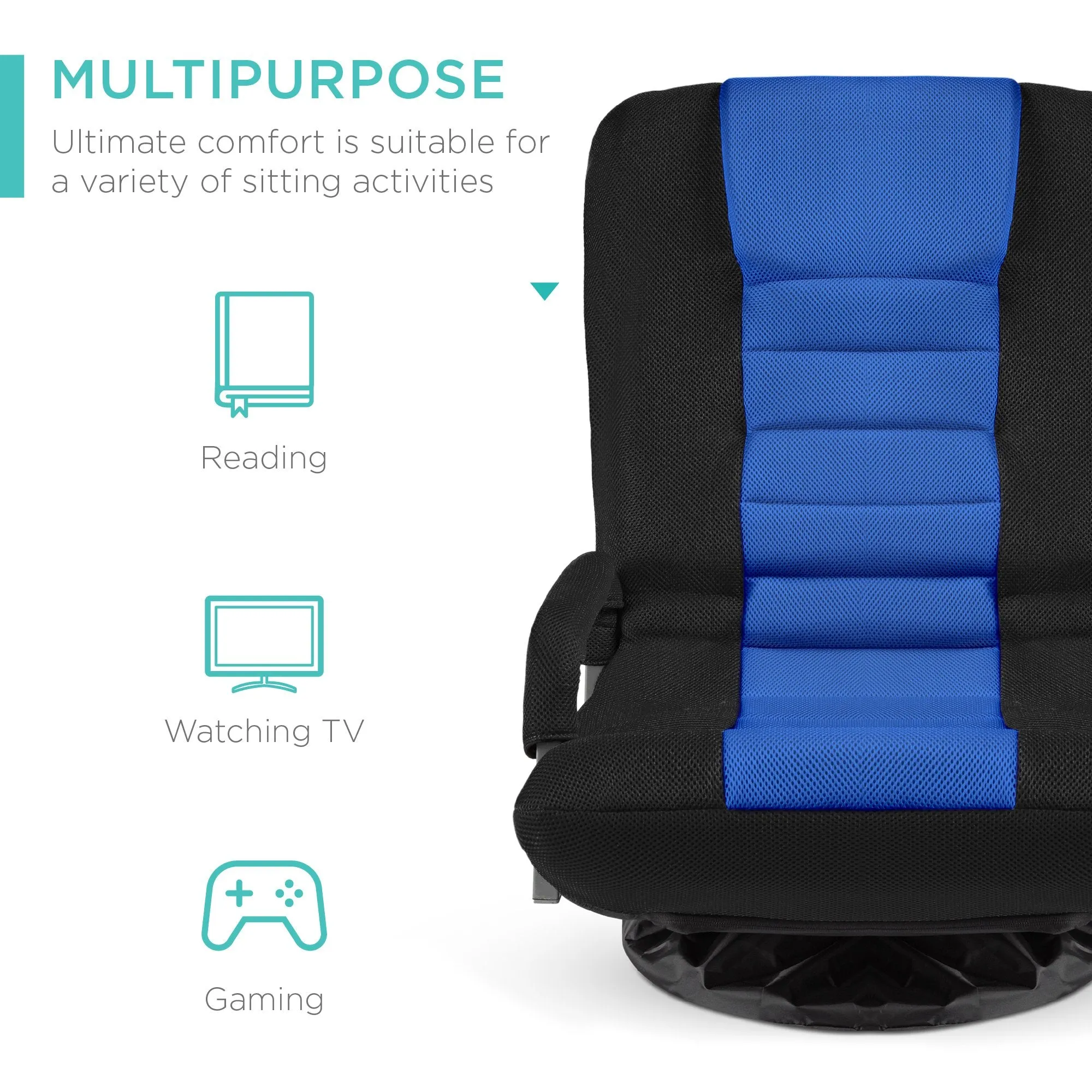 Gaming Floor Chair w/ 360-Degree Swivel, Armrest, Adjustable Backrest