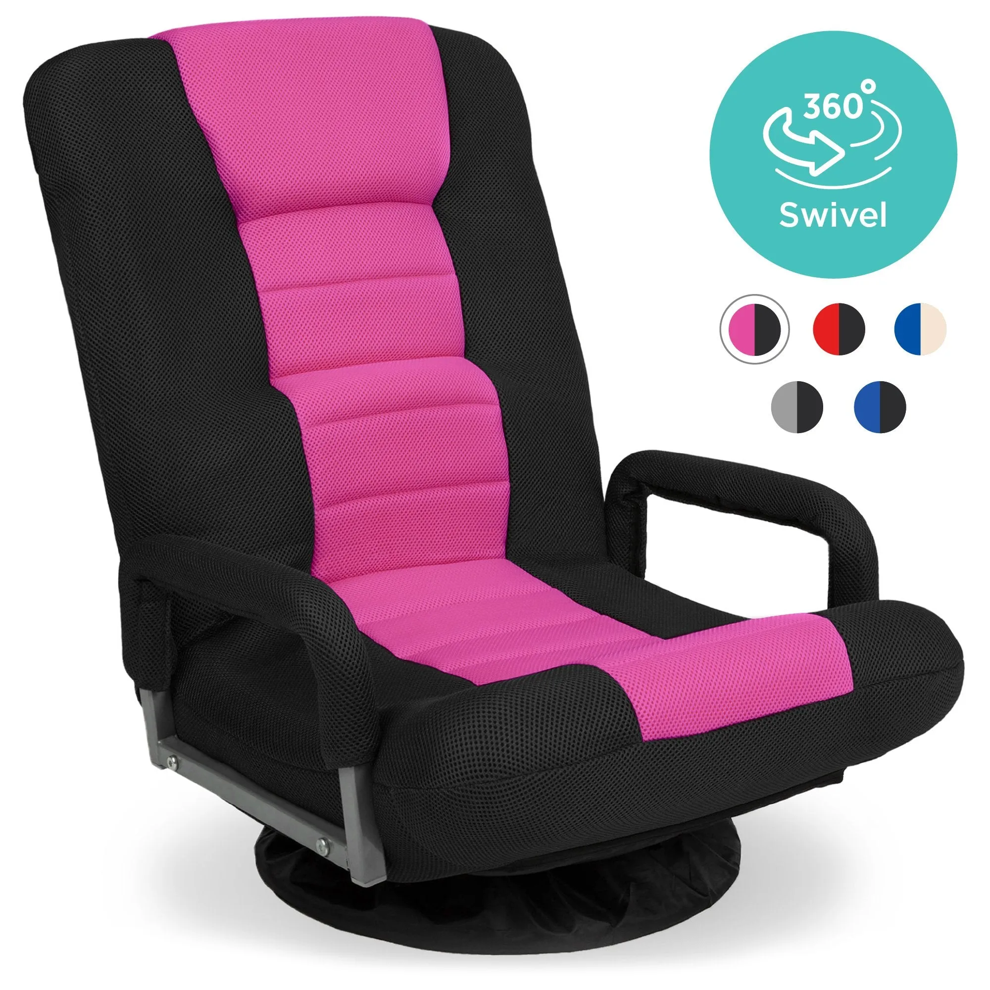 Gaming Floor Chair w/ 360-Degree Swivel, Armrest, Adjustable Backrest