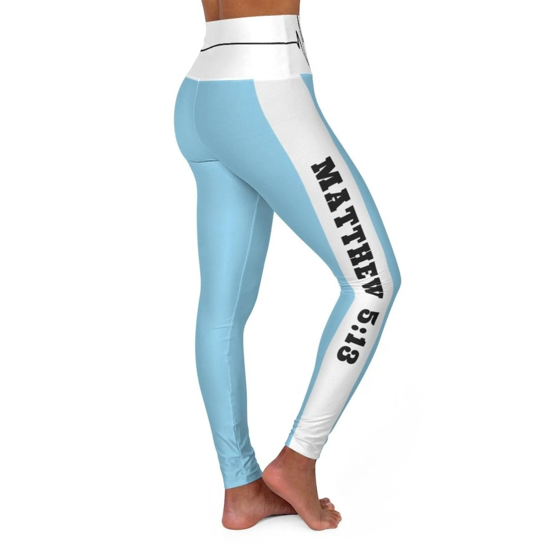 High Waisted Yoga Leggings, Light Blue Salt Of The Earth Matthew 5:13