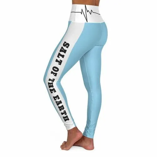 High Waisted Yoga Leggings, Light Blue Salt Of The Earth Matthew 5:13