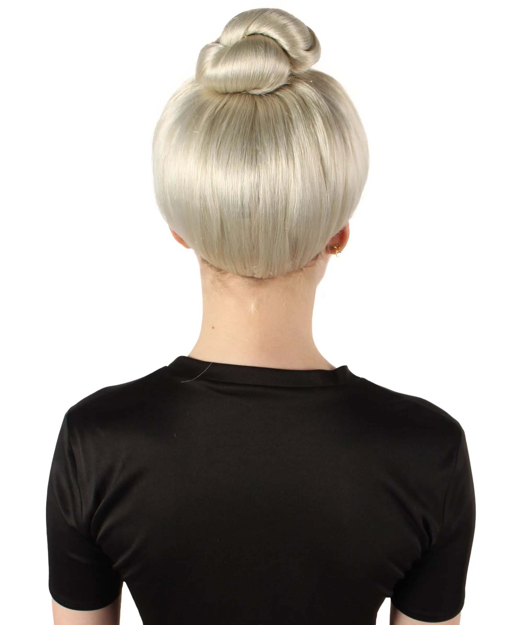 HPO Adult Women’s Famous Model Celebrity Platinum Blonde Bun Wig | Perfect for your Halloween & Cosplay Party!