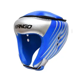 Kango Martial Arts Unisex Adult Blue Silver Leather Head Guard [WS]