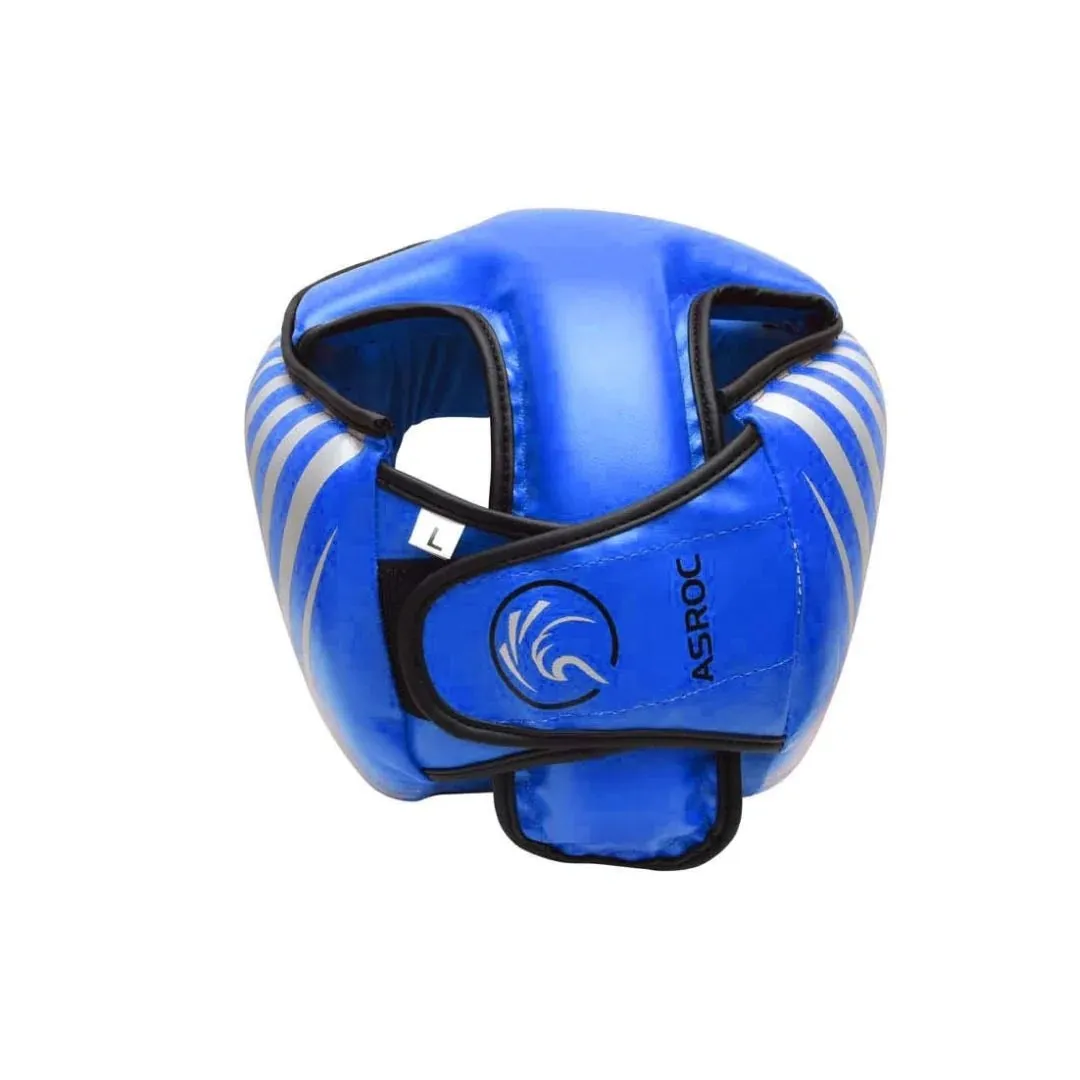 Kango Martial Arts Unisex Adult Blue Silver Leather Head Guard [WS]