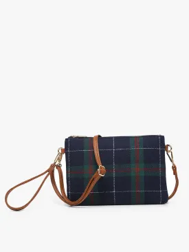 Meriam Clutch Crossbody/Wristlet - Navy & Green Plaid