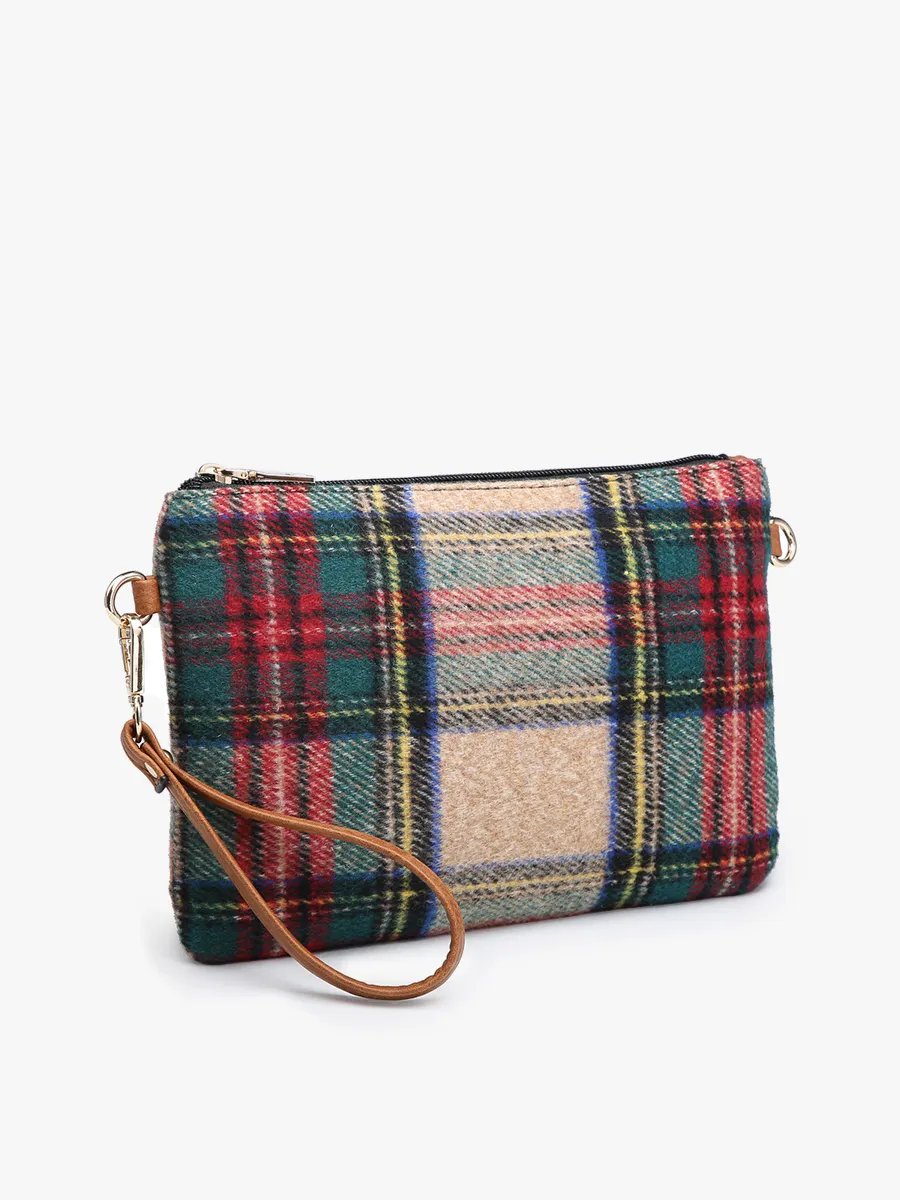 Meriam Clutch Crossbody/Wristlet - Navy & Green Plaid