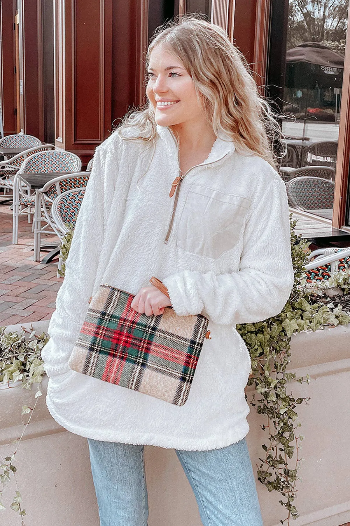 Meriam Clutch Crossbody/Wristlet - Navy & Green Plaid