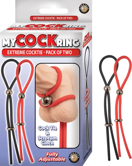 My Cockring Extreme Cocktie 2 Pack - Black & Red