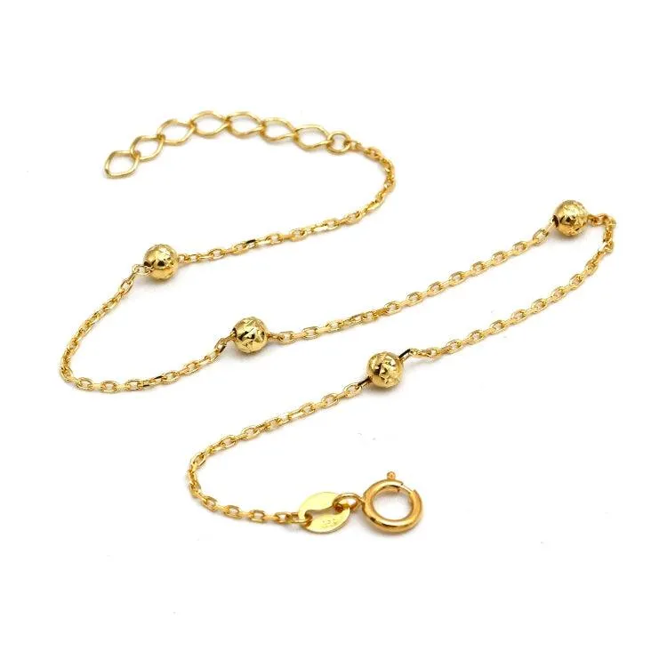 Real Gold 4 Textured Ball Adjustable Size Bracelet 6125 BR1630