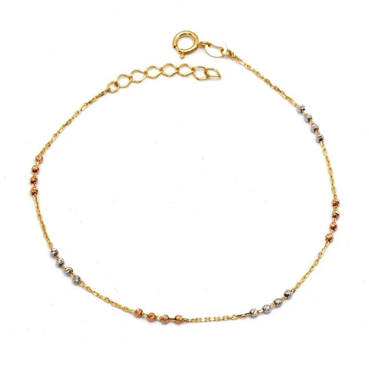 Real Gold Adjustable Bracelet with 3-Color and 2-Color 4 Balls (1.5 MM) - Model 0465 BR1700