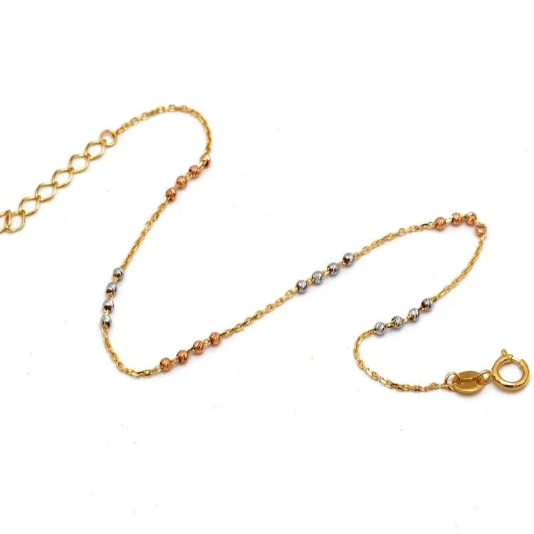 Real Gold Adjustable Bracelet with 3-Color and 2-Color 4 Balls (1.5 MM) - Model 0465 BR1700