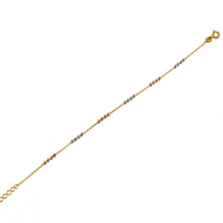 Real Gold Adjustable Bracelet with 3-Color and 2-Color 4 Balls (1.5 MM) - Model 0465 BR1700