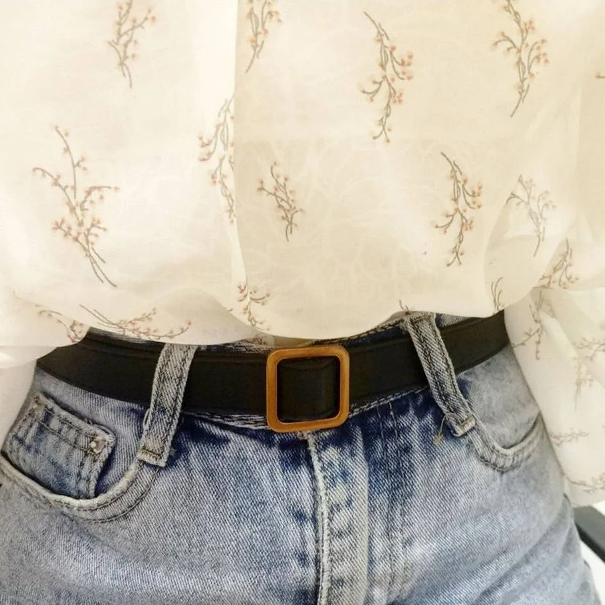 Retro Belt With Square Buckle