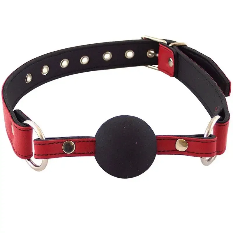 Rouge Garments Leather Red Ball Gag with Adjustable Buckle Straps