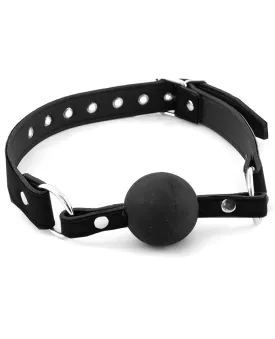 Rouge Leather Strap Ball Gag - Black