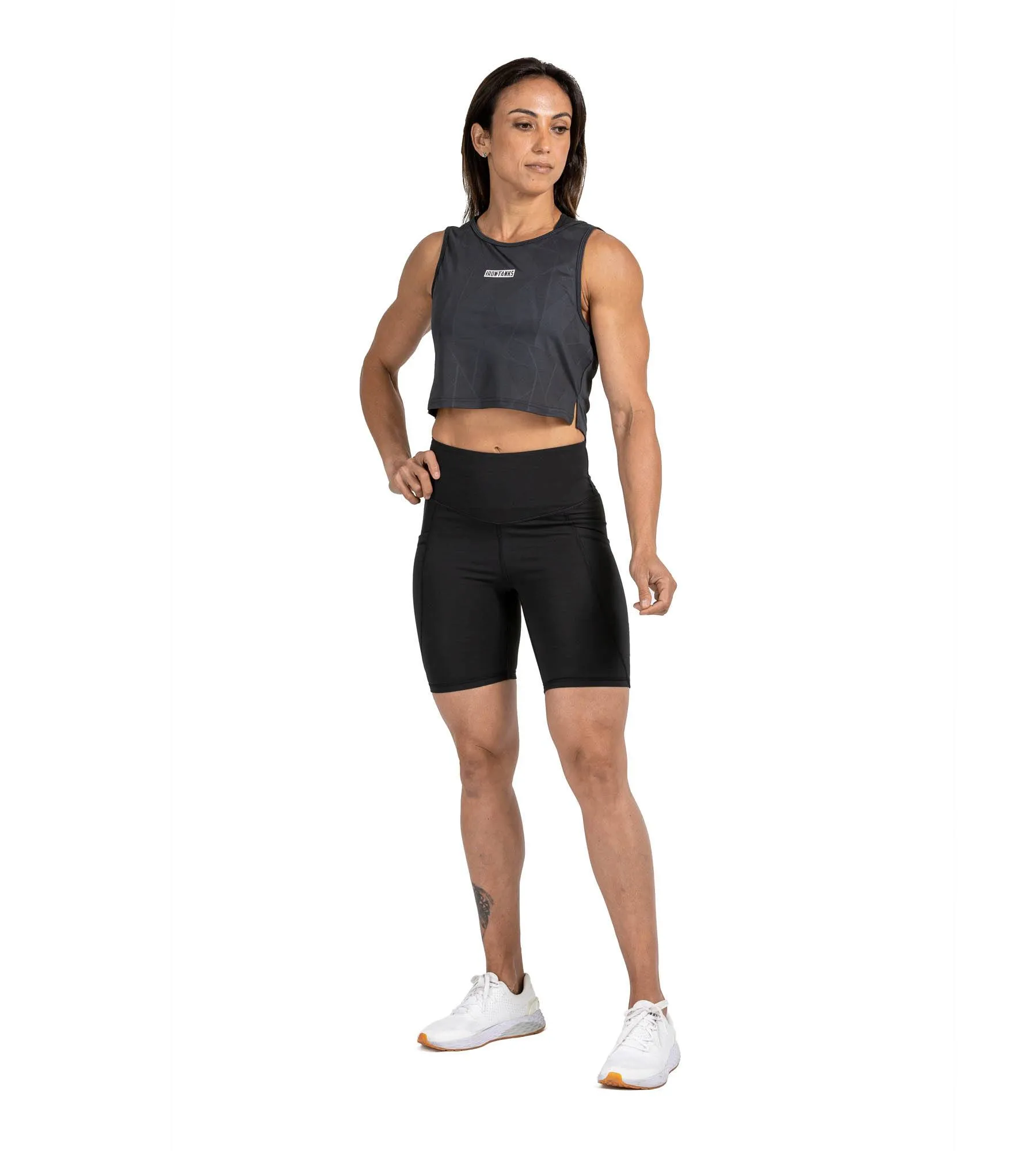 Sabre Crop Tank - Charcoal