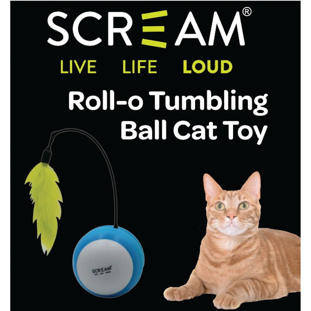 Scream Roll O Tumbling Ball Blue Cat Toy