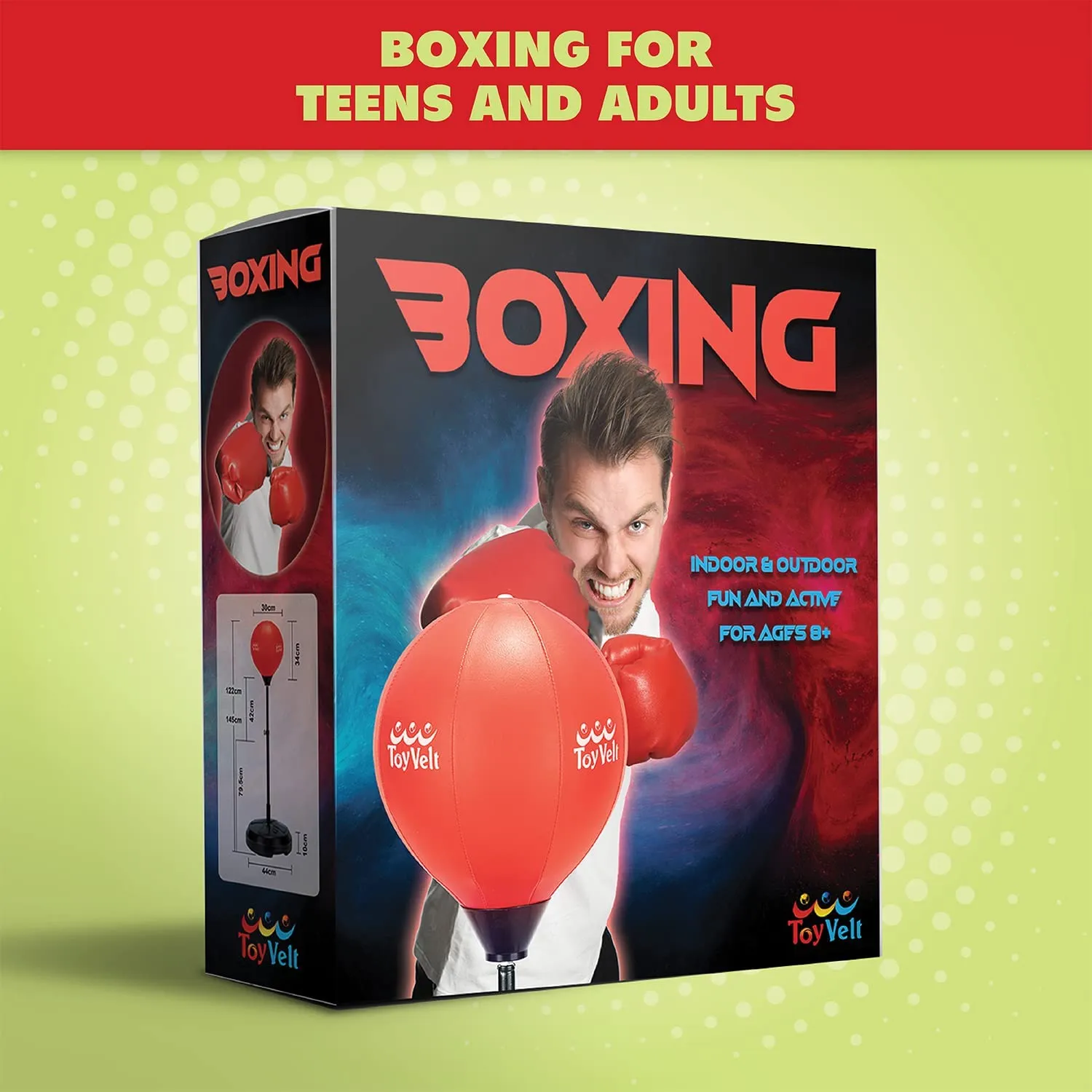 ToyVelt Punching Bag for Kids and Adults Boxing Set with Adjustable Standing Base, Boxing Gloves, Hand Pump - Kids Punching Bag for Boys and Girls