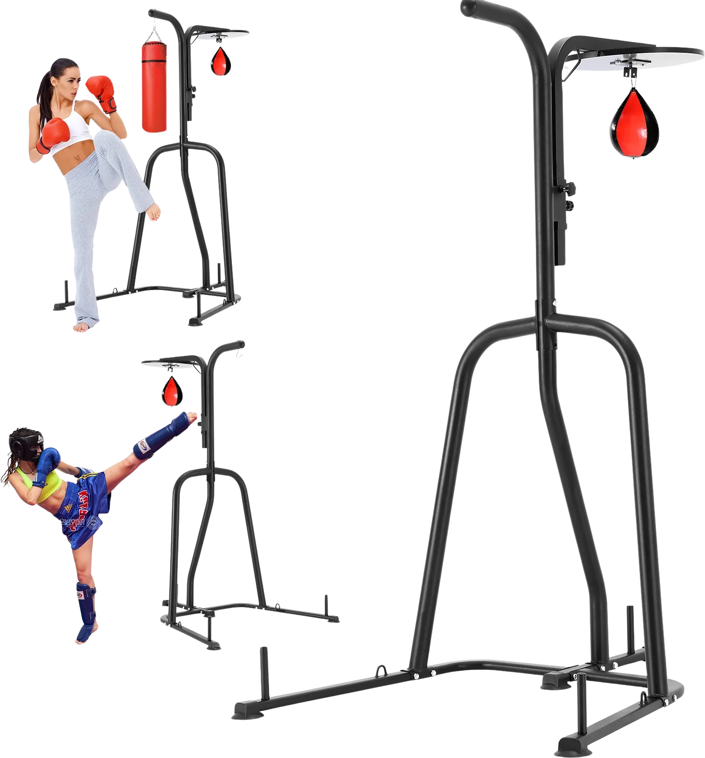 Vevor Punching Bag Stand 2-in-1 Adjustable Height Steel Rack for Heavy Bag and Speed Bag Holds Up to 400 Lbs. New